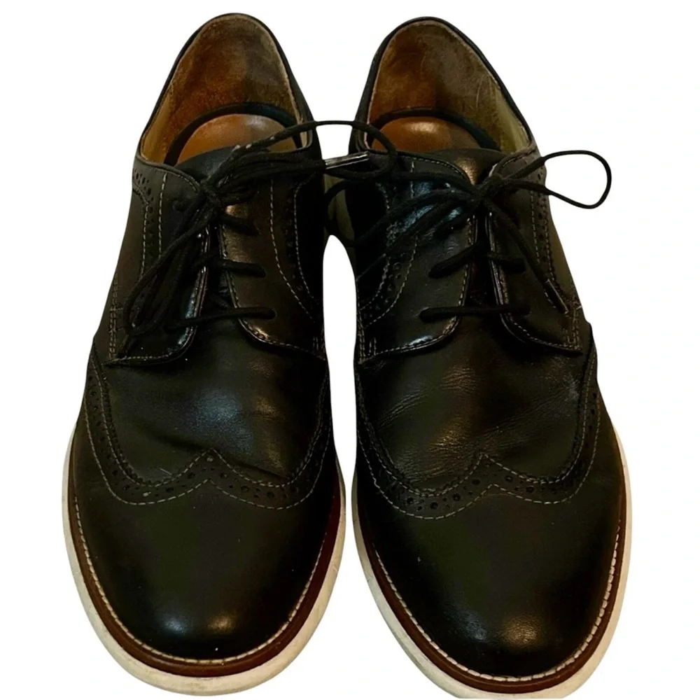 Johnston Murphy Men's Leather Holden Wingtip Oxford Black Full‎ Grain Size 9W